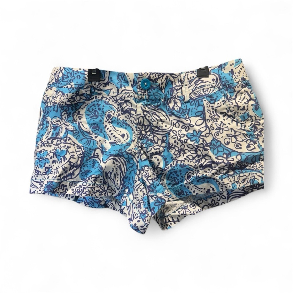 Lilly Pulitzer High Waist Blue and Cream Shorts size 8